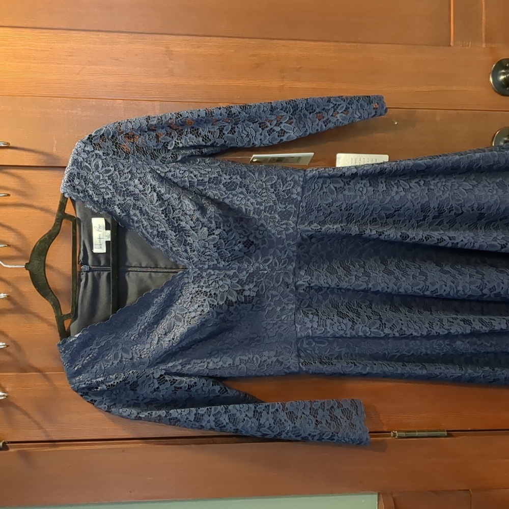 Harper Rose size 6 women's navy lace dress 3/4 sleeves NWT